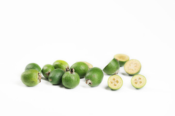 feijoa fruits whole and cut