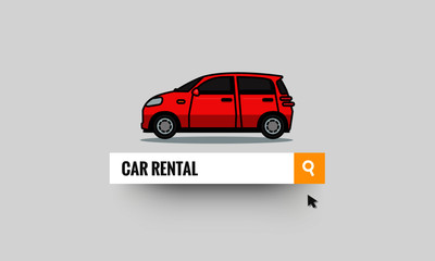 Car Rental Search in Web Browser Bar with Mouse Pointer