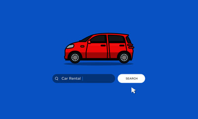 Fototapeta premium Car Rental Search in Web Browser Bar with Mouse Pointer