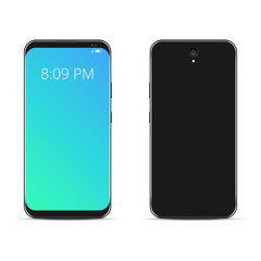 Smartphone in modern style. Phone mockup. Front view of cellphone.