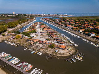 Aerial view of Oyster port of La Teste, Bassin d'Arcachon, France