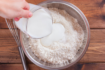step by step cooking Lamagio, Armenian lamb scones, step - making dough, top view