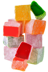Turkish delight multicolored closeup isolated