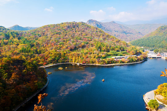  Benxi Guanmen mountain of China autumn scenic.