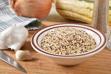Bowl of healthy uncooked quinoa
