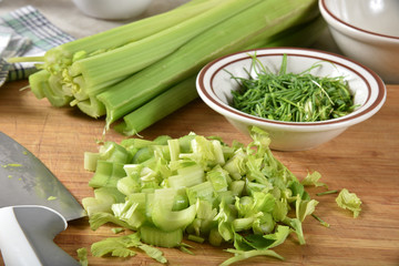 Chopped celery and chives
