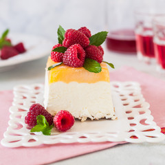 Lemon Semifreddo with Raspberries