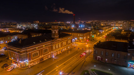 Fototapeta na wymiar Night city from air
