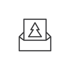 Christmas card outline icon. linear style sign for mobile concept and web design. Xmas greeting card envelope simple line vector icon. Symbol, logo illustration. Pixel perfect vector graphics