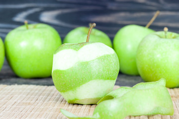 peeled green ripe apple