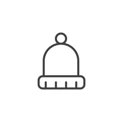 Winter hat outline icon. linear style sign for mobile concept and web design. Wool hat simple line vector icon. Symbol, logo illustration. Pixel perfect vector graphics