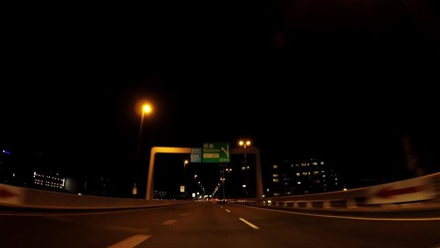 Road in Japan. Traveling picture of the capital highway in Tokyo at night