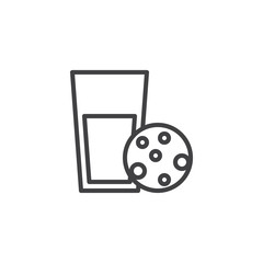 Milk glass and cookie outline icon. linear style sign for mobile concept and web design. Christmas breakfast food simple line vector icon. Symbol, logo illustration. Pixel perfect vector graphics