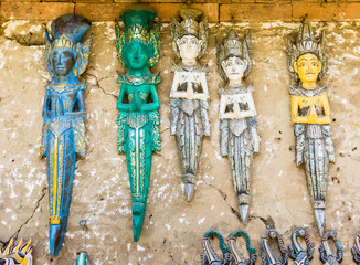 Traditional Balinese puppets at a souvenir shop in Tenganan village, Indonesia