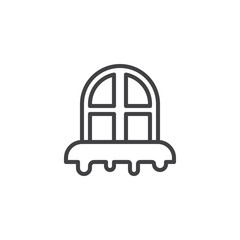 Fototapeta premium Snowy window outline icon. linear style sign for mobile concept and web design. Christmas window simple line vector icon. Symbol, logo illustration. Pixel perfect vector graphics