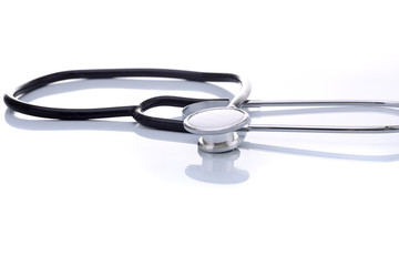 Stethoscope over the white bacground.Close-up View