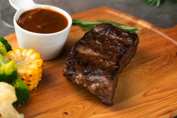 Grilled bbq steak with rosemary