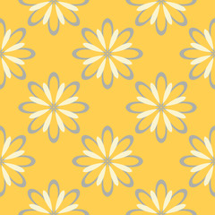 Seamless floral pattern. Bright yellow background with flower designs