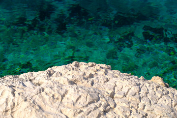 Clear green sea on Pag island in Croatia