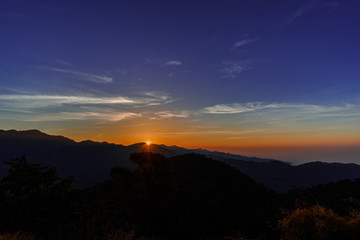 Sunrise at mountain near Nanital , India