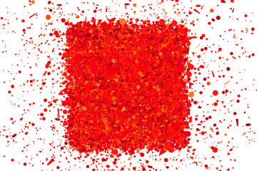 Square shape with confetti isolated on white. Background with multicolored glitters. Colorful pattern for design. Print for polygraphy, posters, banners and textiles. Greeting cards