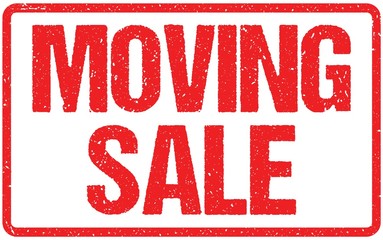 Moving Sale Typography Isolated on White Rubber Stamp Imitation Effect