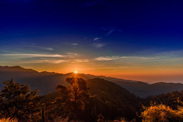 Sunrise at mountain near Nanital , India