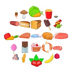 Pasty icons set. Cartoon set of 25 pasty vector icons for web isolated on white background