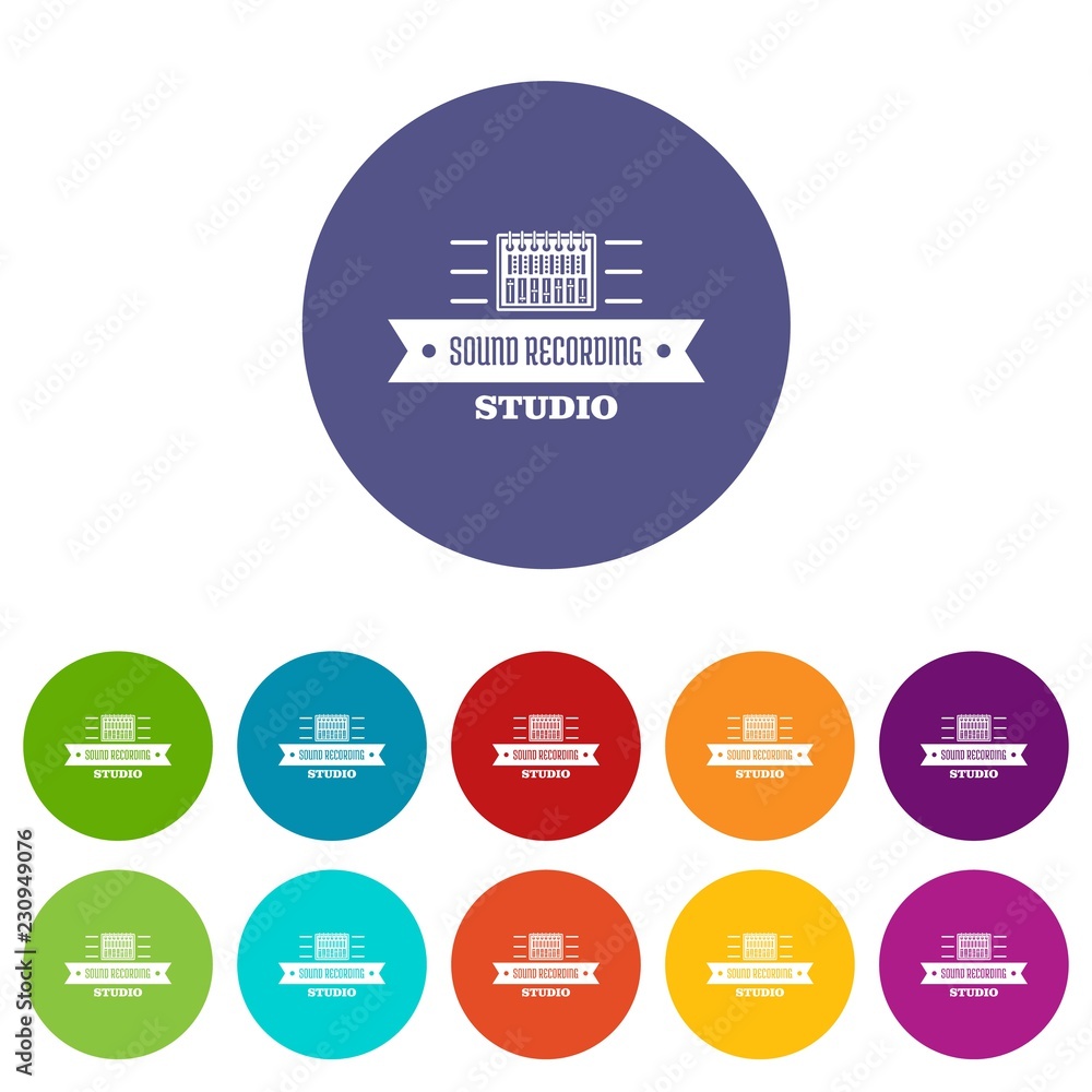 Poster sound record icons color set vector for any web design on white background