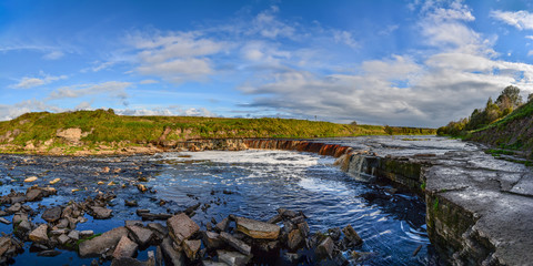 Tosno waterfall — attraction in one of settlements of Leningrad region — Ulyanovka.
