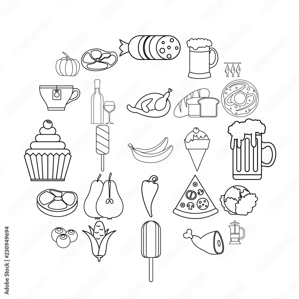 Aufkleber binge icons set. outline set of 25 binge vector icons for web isolated on white background