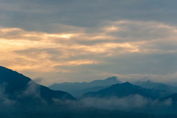 Landscape of mountain with cloudy in morning