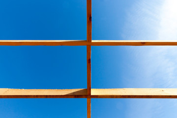 Fototapeta premium construction of a new frame house,
