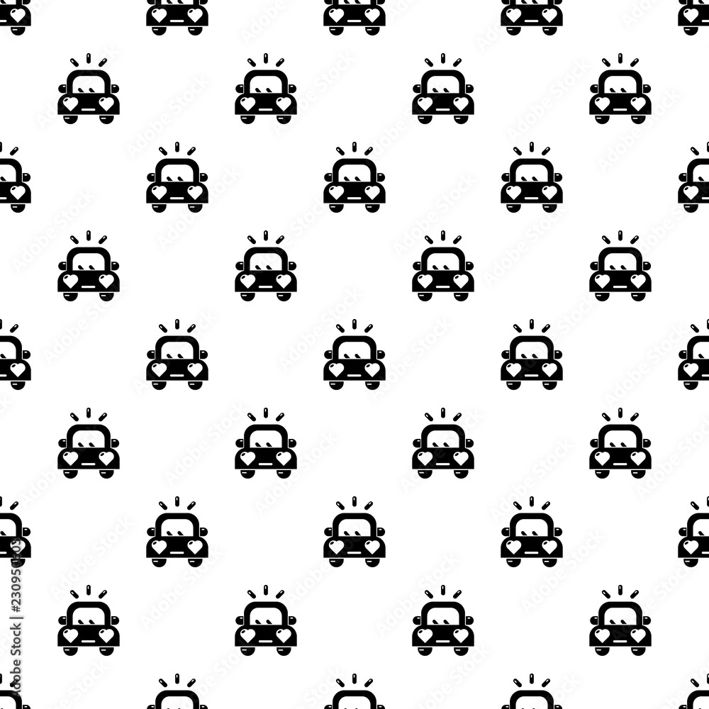 Poster wedding car pattern vector seamless repeating for any web design