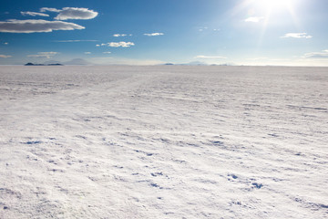 The salt flats are Uyuni are vast and seem to stretch forever into the distance.