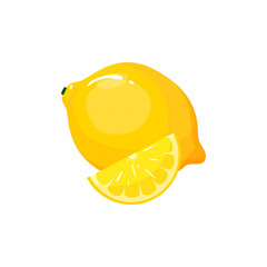 Cartoon fresh lemon isolated on white background
