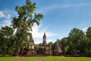 Wat Jedi Jed Teaw temple in Sukhothai province, Thailand.