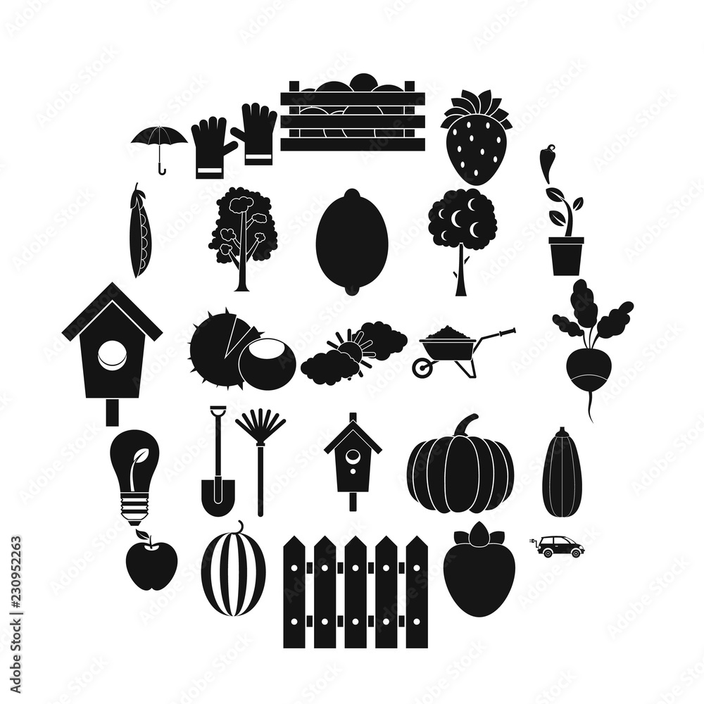 Poster collecting vegetables icons set. simple set of 25 collecting vegetables vector icons for web isolate