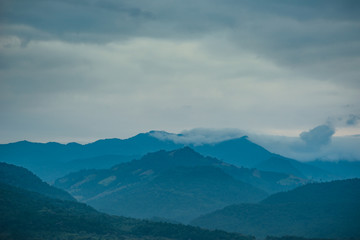 Obraz premium Landscape of Mountain with clouds in morning time.