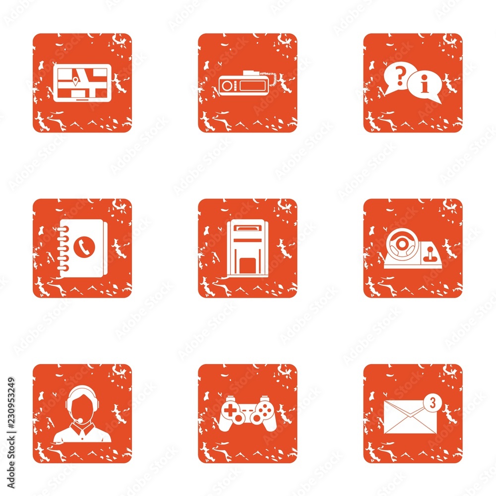 Poster message of support icons set. grunge set of 9 message of support vector icons for web isolated on wh