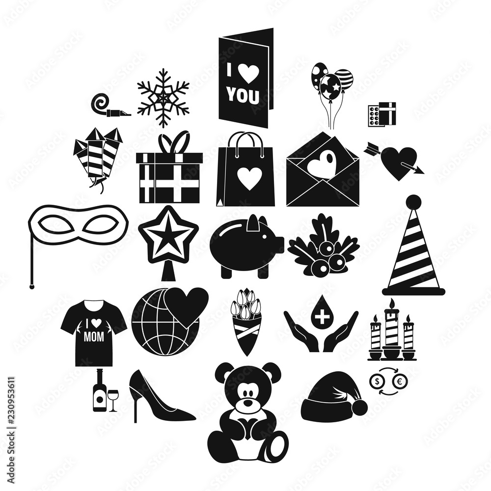 Poster generosity icons set. simple set of 25 generosity vector icons for web isolated on white background