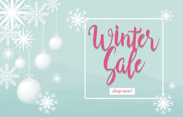 Winter Sale Marketing Promotion Banner Label Flyer Snowflake