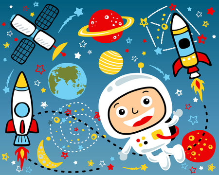 Vector cartoon illustration of outer space theme set. Eps 10