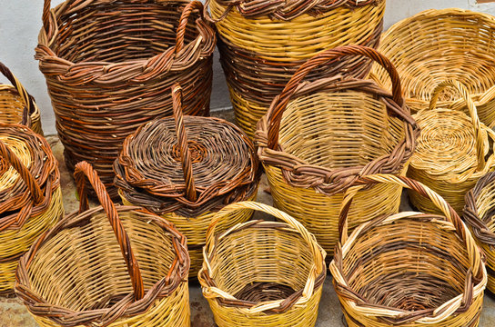 Traditional wicker baskets in Volax village, Tinos, Cyclades islands, aegean sea, Greece