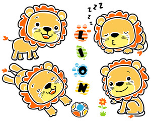 Set of lions cartoon