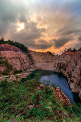 The Long Exposure blue Lake At Abandoned quarry