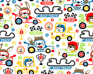 Vector of seamless pattern with car racing cartoon  © Bhonard21