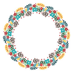 Christmas Wreath with Round Frame for Cards Design Vector Layout with Copyspace Can be use for Decorative Kit, Invitations, Greeting Cards, Blogs, Posters, Merry Christmas and Happy New Year.