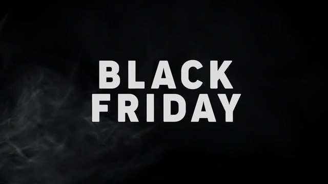 Black friday sale on smoke background. Hot 3D animation for holiday and event, show