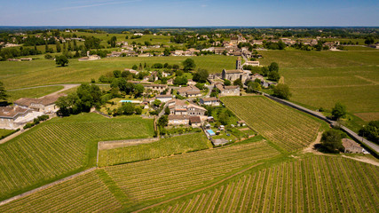 Fototapeta na wymiar Aerial view Montagne Saint-Emilion, Aquitaine, Bordeaux Wineyard